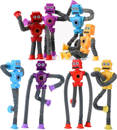 Pop Tubes Robot Toys Fidget Toy 8 Packs Telescopic Suction Cup Robotics Toys Autism Sensory Toys for Toddlers Boys Girls Party Favors (8 pcs)...