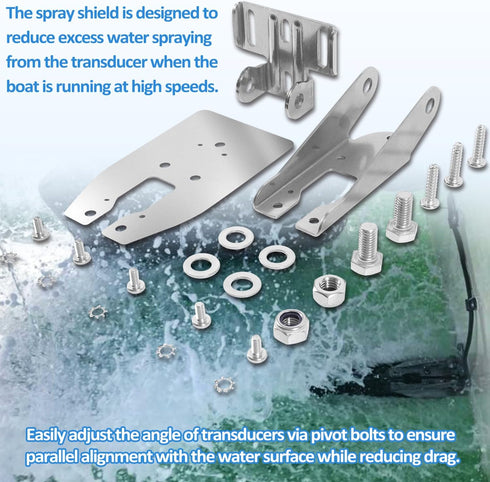 010-12006-11 Heavy Duty Transom Mount with Spray Sheild Compatible with Garmin Echo, EchoMap, GPSMAP, GT 4pin, 8pin, 12pin Transducer - Easily Att...
