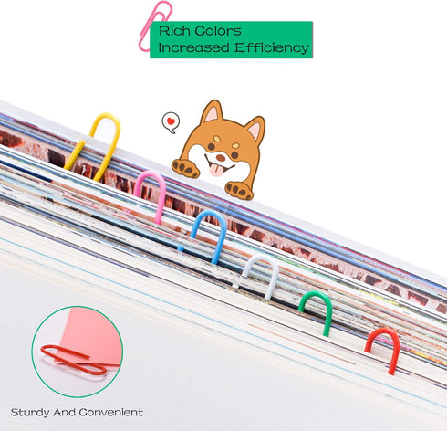 250pcs Coloured Large Paper Clips with Plastic Box Plastic Coated Metal Paper Clips for Office Stationery...