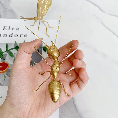 Gold Ant Sculpture Solid Metal Insect Ornament Mini Ant Figurine for Home Office Garden Desktop Decor...