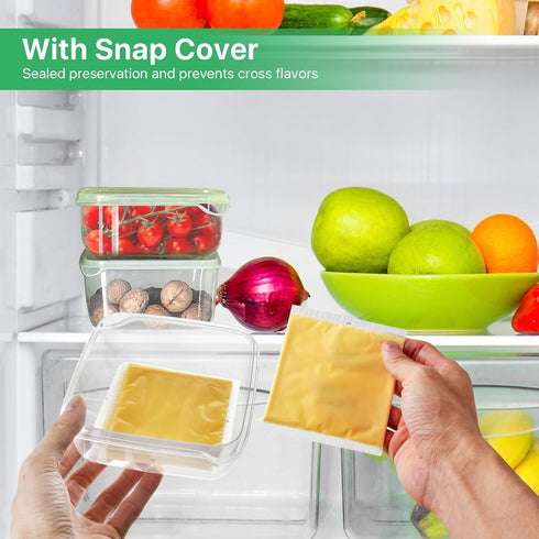 4 Pack Sliced Cheese Container for Fridge, Butter Block Cheese slicer Holder with Lids, Airtight Plastic Storage Box for Keeps Deli Cheese Fresh L...