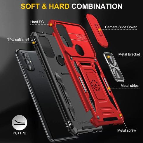 for Moto G Phone Case,Moto G Power 2022 Case with Camera Cover & 360°Kickstand Ring with Screen Protector, Military Grade Shockproof Protective Ph...