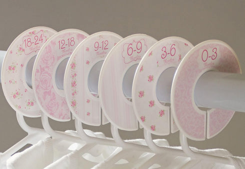 C102 Baby Girl Nursery Closet Clothing Size Dividers Pink Roses Set of 6 (1.25 Inch Rod)...