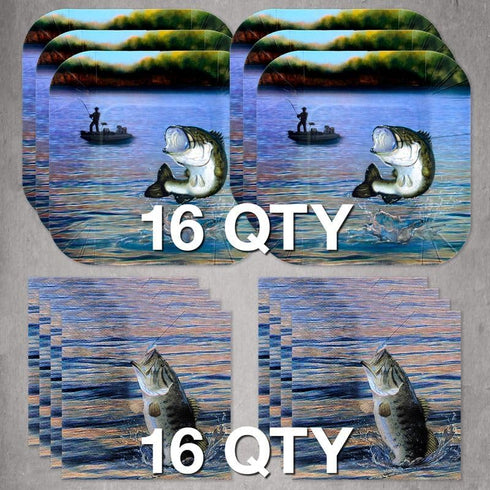 Havercamp Gone Fishing Birthday Party Decorations Plates and Napkins for 16 Guests Fishing Retirement Party Supplies...