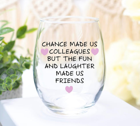 Chance Made Us Colleagues - Best Coworker BFF Gift - Perfect For Work Bestie Friend - Leaving or Going Away Present for Men and Women - 15 oz Stem...