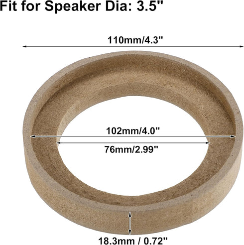 uxcell 4 Pcs Universal 3.5 Inch Speaker Subwoofer Mounting Spacer Rings Solid Wood Beige...
