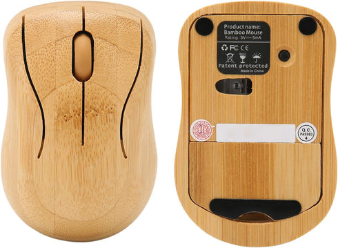 Bamboo Keyboard and Mouse, 2.4GHz Computer Devices with USB Receiver, Optional 1200DPI MouseCompact KeyboardWireless Keyboard and Mouse Combo (Mou...