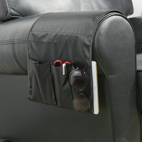 CM Sofa Armrest Organizer Couch Arm Chair Caddy Sofa Covers Remote Control Holder Magazine Notebook Storage Bag with 5 Pockets for Home Office Rec...