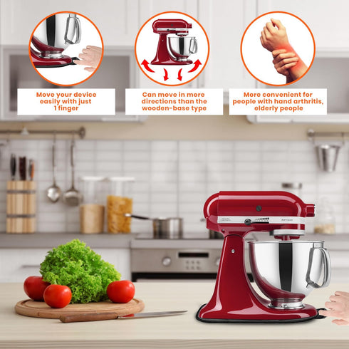 Mixer Slider Mat for Kitchen Aid Bowl Lift 4.5-5Qt - Compatible with Tilt-Head and Non-Tilt Models, Rubber Wheels, Black Accessories, Easy Sliding...