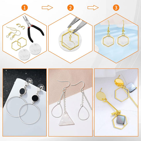 120pcs Hoop Earrings for Jewelry Making,Earring Beading Hoops Hypoallergenic Teardrop Hexagon Round Earring Hoop Open Bezel Pendant Frame for DIY ...