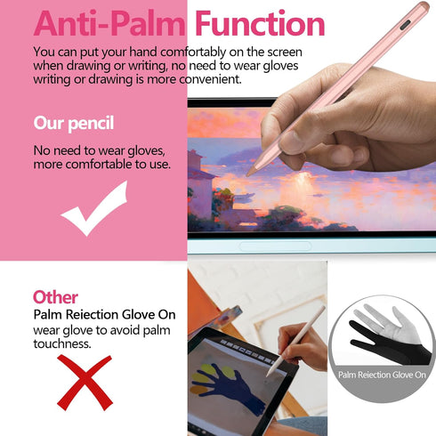 iPad Pencil, Apple Pencil Stylus Compatible with iPad 10/9/8/7/6th Gen,iPad Air 5/4/3th Gen,iPad Pro(11/12.9),iPad Mini 6/5th Gen, Palm Rejection ...
