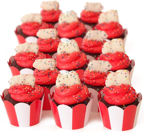 Popcorn Cupcake Wrappers, Red and White Striped - Circus Party Supplies, Carnival Decorations, and Movie Night Theme - Set of 48 for Birthday Part...