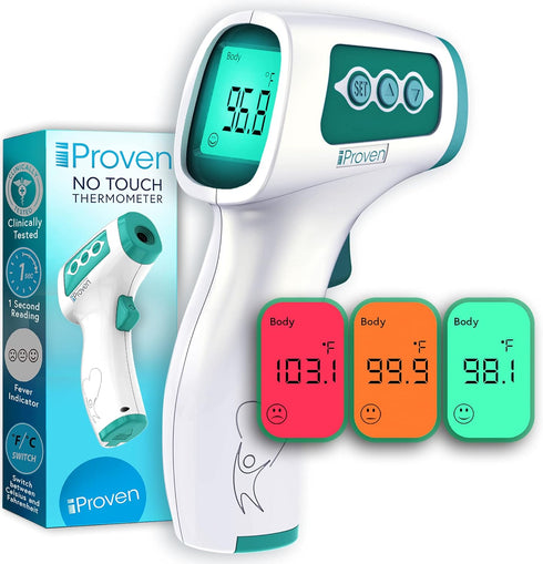 Infrared Forehead Thermometer for Adults and Infants, Touchless iProven Thermometer, 1sec Instant Accurate Readings, 3 in 1 Including Fever Alarm,...