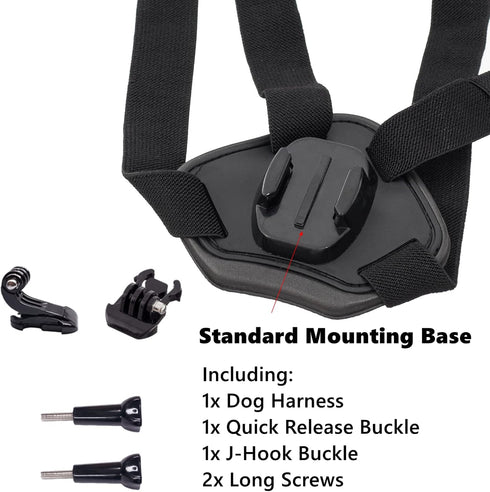 Dog Harness Mount for Gopro, Soft and Adjustable Dog Harness Vest with 2 Mouting Base Pet Chest and Back Fixation for Gopro Hero All Models, Suita...