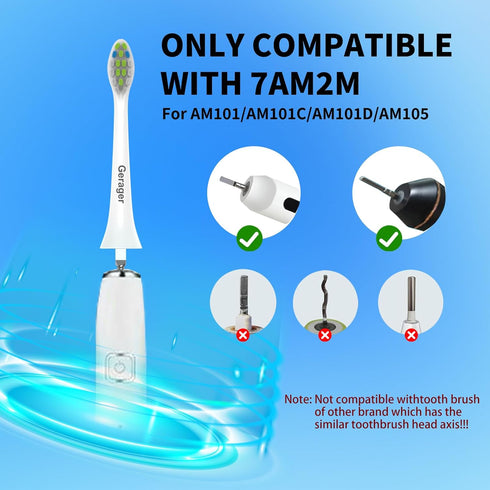 10 Pack Replacement Heads Only Compatible with 7AM2M AM101/AM105 Electric Toothbrush, Soft Brush Bristles...