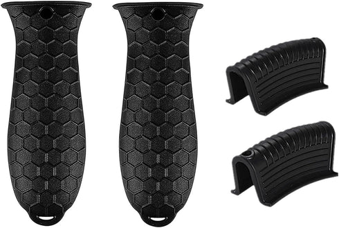 4 Pcs Non-Slip Silicone Hot Handle Holder & Assist Grips, Potholder for Cast Iron Skillets, Heat Resistant Handle Cover Sleeve for Frying Pans, Ca...