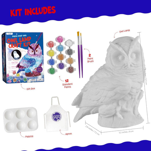Paint Your Own Owl Lamp Kit, Art Supplies Arts & Crafts Kit, Painting kit for Kids 6-12, Arts and Crafts for Kids Ages 8-12, Toys Girls Boy Birthd...