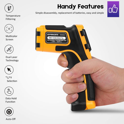 Infrared Thermometer Non-Contact Digital Laser Temperature Gun -58??1112?(-50??600?) Adjustable Emissivity IR Temp Gun - for Cooking, BBQ, Food, F...