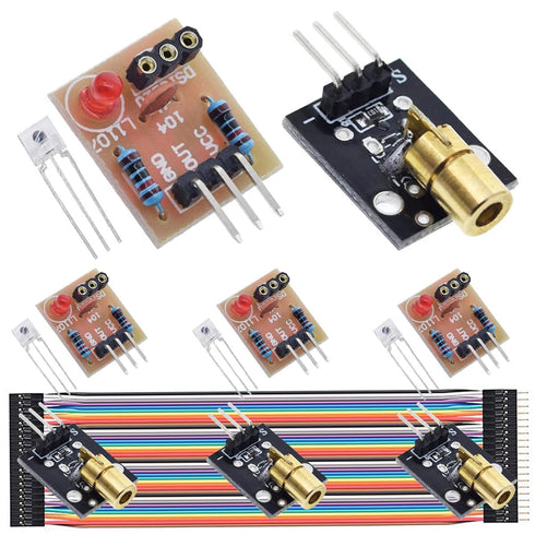 4 Pcs Laser Receiver Sensor Module Non-Modulator Tube Laser Detection Module for Arduino with 4 Pcs 5V KY-008 650nm Laser Transmitter Sensor Modul...