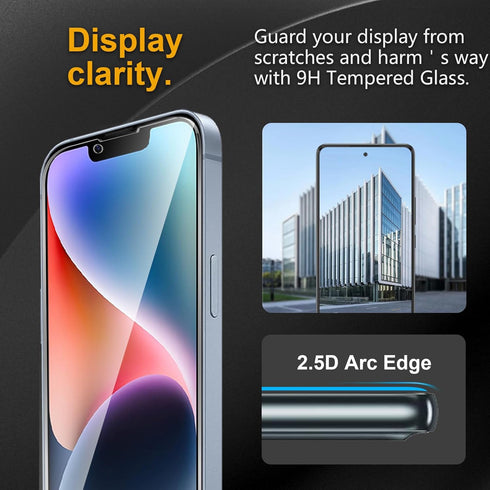 3 Pack Tempered Glass Screen Protector for iPhone 14/13?6.1 inch? + 3 Pack Camera Lens Protecto,Mounting Frame, Anti-Fingerprint, 9H Hardness, Scr...