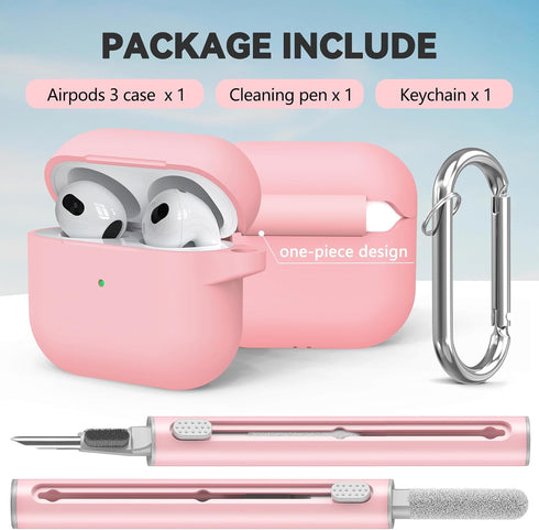 AirPods 3rd Gen Case Cover 2021 with Cleaner Kit,Soft Silicone Protective Case for Apple AirPods 3rd Generation Charging Case with Keychain,Shockp...