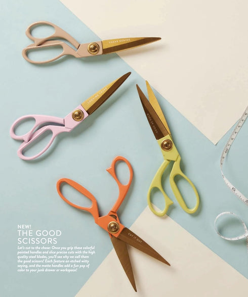 DesignWorks Ink Multipurpose Scissors with Painted Enamel Handles and Gold Stainless Steel Blades - The Good Scissors, 7.55-Inches, Taupe...