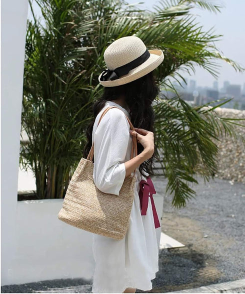 Straw Beach Bag Buckets Totes Handbag Shoulder Bag Tote Bag Women Summer Handbag...