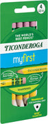 Ticonderoga My First Short Triangular Wood-Cased Pencils, 2 HB Soft, With Erasers, Yellow, 4 Count...