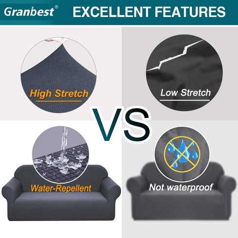 Granbest Premium Water Repellent Sofa Cover High Stretch Couch Slipcover Super Soft Fabric Couch Cover (Gray, Large)...