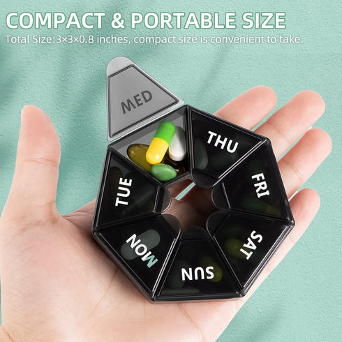 Gelibo,Weekly Pill Organizer, 2 Pack Portable Travel Pill Box Dispenser Medicine case 6 Colors (Seven Day) New Edition for Vitamin/Fish Oil/Pills/...