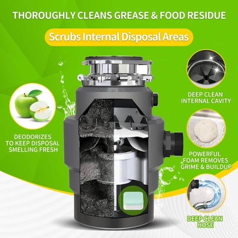 NATRUTH Garbage Disposal Cleaner Deodorizer Tablets 24 Pack - Fresh Apple Foaming Scrub Sink and Disposer Freshener, Natural Kitchen Drain Cleanin...
