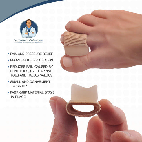 Dr. Frederick's Original Fabric Toe Protectors - 2 ct - Bunion Relief Toe Spacer Set - Fabrigrip Separator Caps for Men & Women...