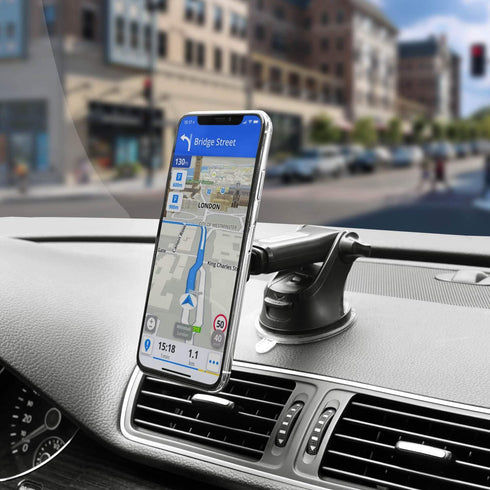 1Zero Magnetic Phone Car Mount with Quick Extension Telescopic Arm, Hands-Free Windshield Dashboard Cell Phone Holder for Car Compatible with iPho...