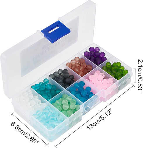PH PandaHall 500pcs 6mm Frosted Glass Bead 10 Color Transparent Frosted Crystal Beads Matte Loose Spacer Beads for Necklace, Bracelet, Earring Jew...