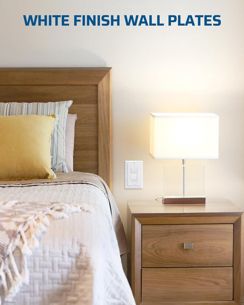 DEWENWILS 4 Pack Metal Outlet Covers, Outlet Wall Plates, Classic White Finish Light Switch Cover Plates, 4.92"×3.14" Sunken Pearls Decorative Wal...