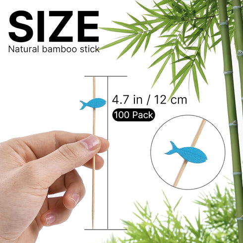 PuTwo Cocktail Toothpicks 100 Counts Cocktail Picks Handmade Natural Bamboo Cocktail Sticks Eco-Friendly Appetizer Skewers for Cocktail Appetizers...