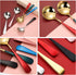 Metal Soup Spoons,Stainless Steel Spoons for Soup Round Colorful Dinner Spoons Thick Short handle Table Spoon 6.3-Inch, Set of 5 (Gold)...