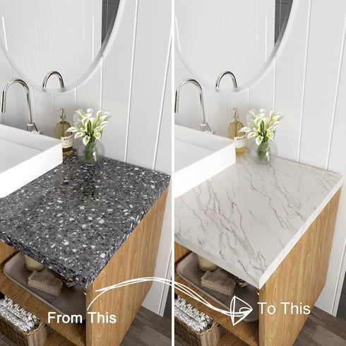 Decotalk Marble Contact Paper Peel and Stick Countertops Contact Paper White Marble Wallpaper for Countertops Waterproof Matte Marble Counter Top ...