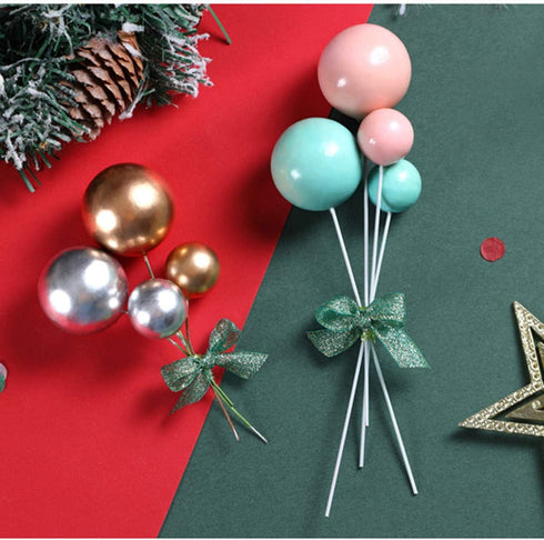 Mini Balloon Cake Toppers Round Gold Ball Cupcake Toppers Cake Decorations for Birthday Wedding Anniversary Valentines Party Cake Decoration Suppl...