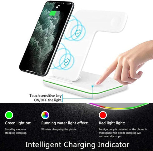 Wireless Charger, 3 in 1 Wireless Charging Station for Apple iWatch 7/SE/65/4/3/2 AirPods 2/3/Pro Qi Certified Fast Charging Stand for iPhone 14/1...