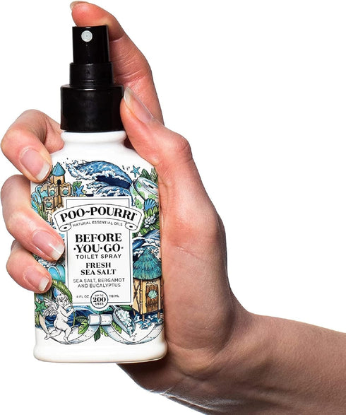 Poo-Pourri Before-You-Go Toilet Spray, Fresh Sea Salt, 4 Fl Oz - Sea Salt, Bergamot and Eucalyptus...