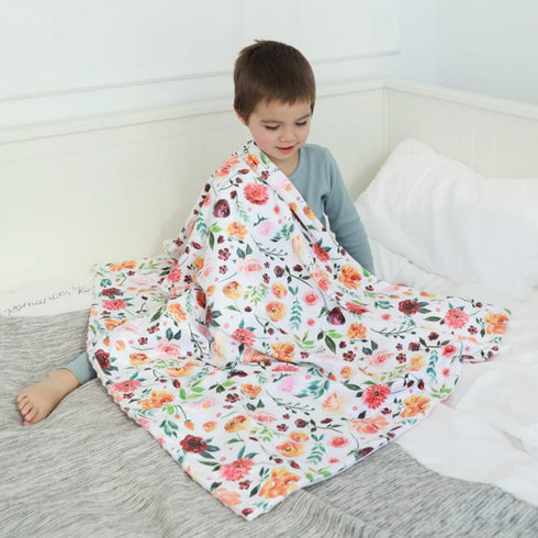 BORITAR Baby Blanket for Girls Super Soft Double Layer Minky with Dotted Backing, Receiving Blanket with Elegant Floral Multicolor Printed Blanket...