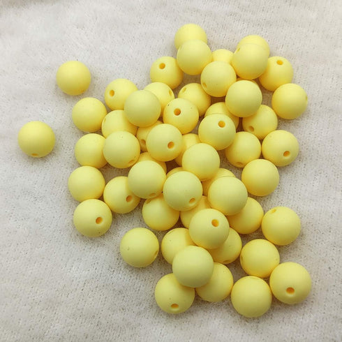 101pcs 15mm Silicone Round Beads for Keychain Making Custard Yellow Color Silicone Pearl Rubber Spacer Beads Accessory Kit for DIY Pens Handmade M...