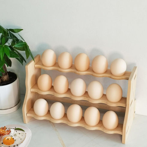 Wooden Egg Holder Countertop Egg Holder For Fresh Eggs,Bamboo Egg Tray For Fresh Eggs, Easter Egg Decoration And Rustic Kitchen Organizer, Set Of ...