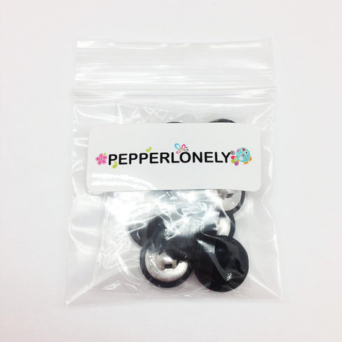 PEPPERLONELY 10PC 20mm Fabric Cloth Covered with Metal Shank Round Buttons, Black...