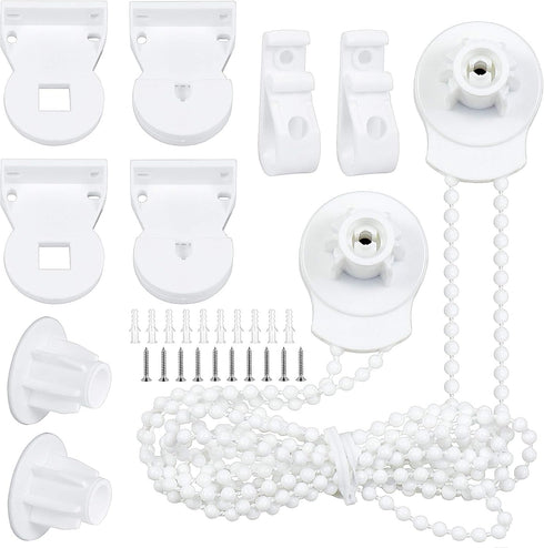 SelfTek 2 Set 25mm Roller Blind Fittings Plastic Brackets Beaded Chain Rolling Blind Replacement Repair Kit with 2 Pieces Child Safty P-Clips and ...