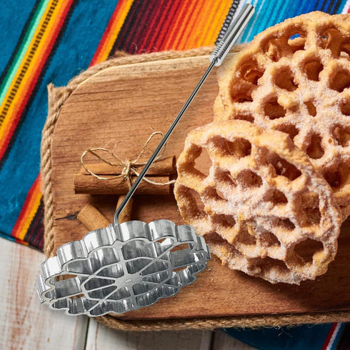 Bunuelos Mold with Handle,Rosette Timbale Iron Set Aluminum Waffle Molds with Handle,Funnel Cake Ring,Molde Para Buñuelos De Viento Maker Mexicano...