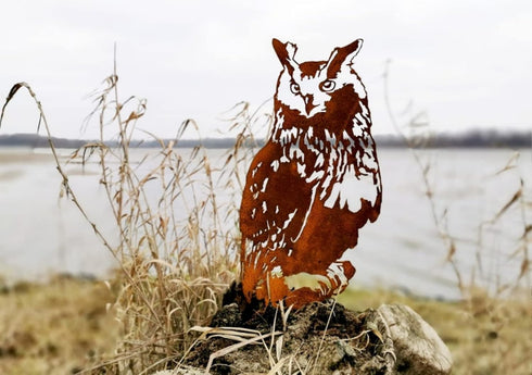 Garden Outdoor Decoration Rusty Metal Wall Art Corten Steel Animal Decor Owl Handmade Bird Yard Decor for Yard Lawn Trees Fences Gates Windows Wal...