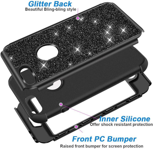 Hython Designed for iPhone 8, iPhone 7 Case, Heavy Duty Full-Body Defender Protective Case Bling Glitter Sparkle Hard Shell Hybrid Shockproof Rubb...
