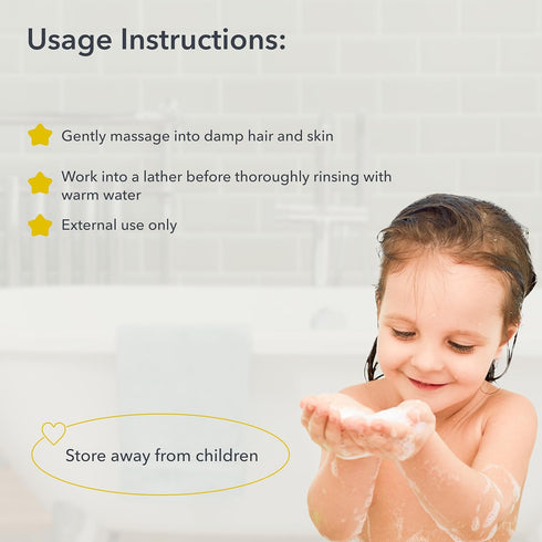 Baby Shampoo & Body Wash 2-in-1 Gentle, Hypoallergenic, and Tear-Free kids shampoo - Cotton Extract& Lactic Acid for Easy Detangling - Kids shampo...